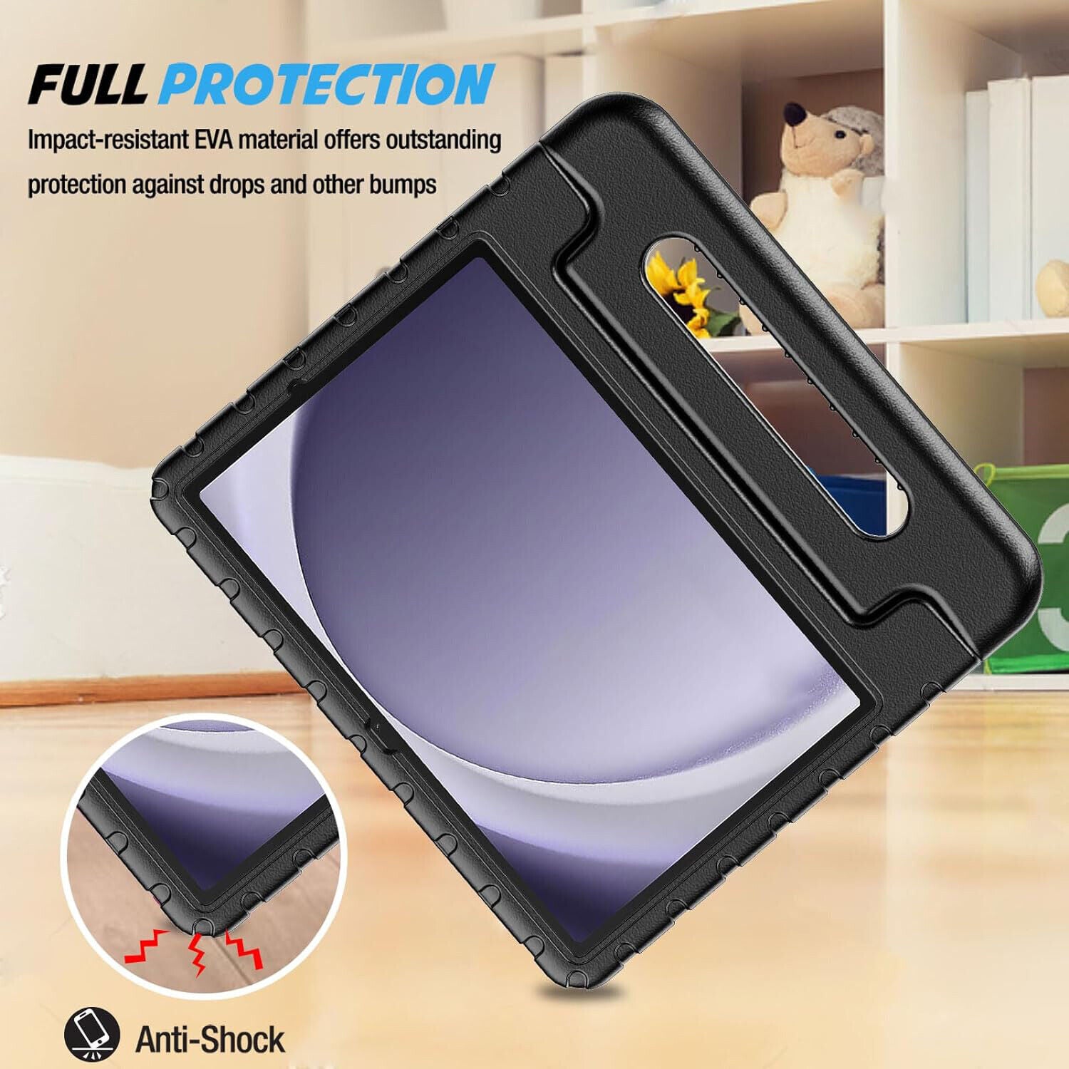 For Samsung Galaxy Tab A9 Plus X210 Kids Case Shockproof Cover With Stand - Black