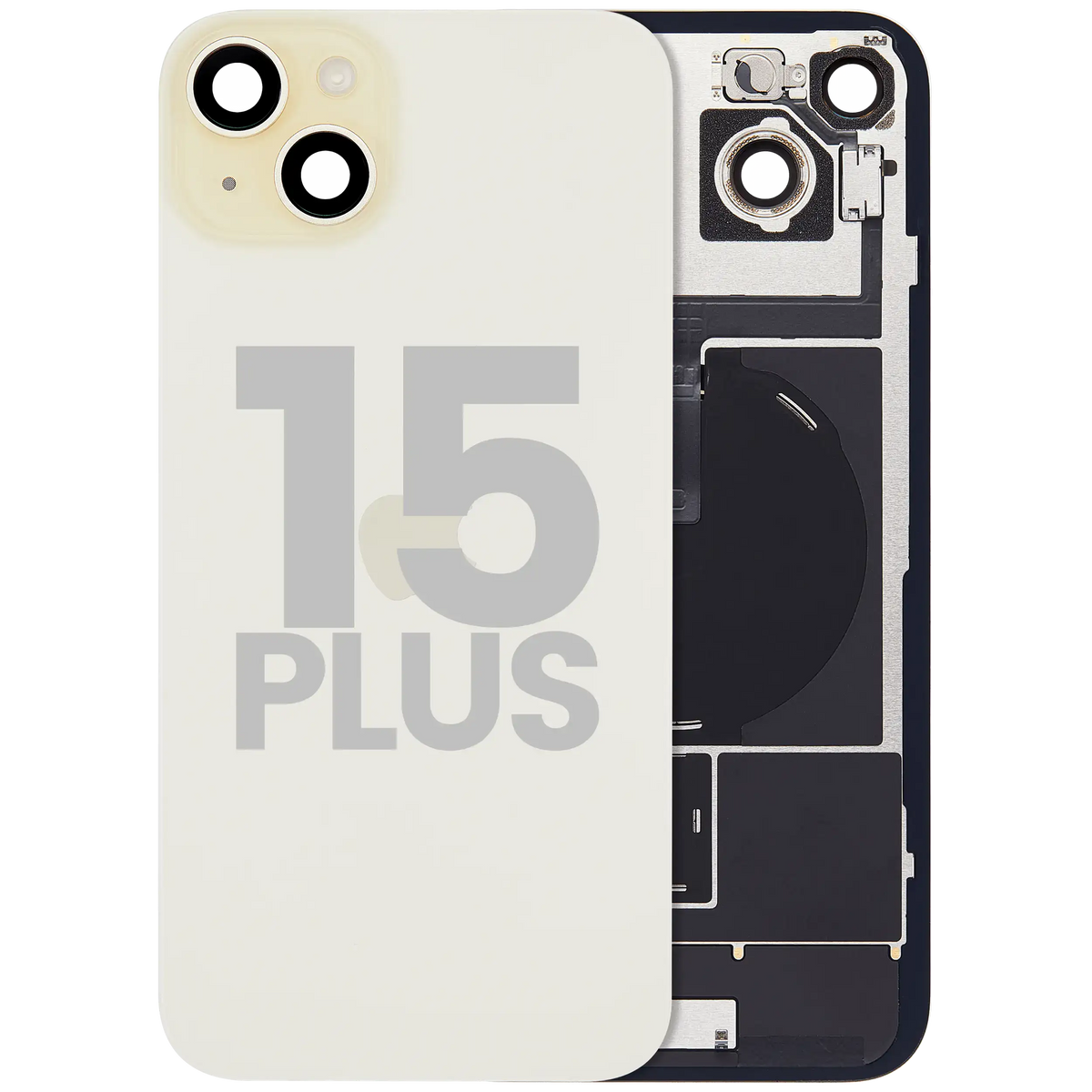 Back Glass W/ Mag Safe Magnet & Nfc & Flashlight Flex For I Phone 15 Plus (Used Oem Pull: Grade B) (Yellow)
