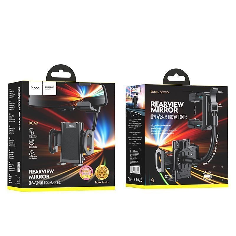 Hoco DCA9 Rearview Mirror Car Phone Holder Black