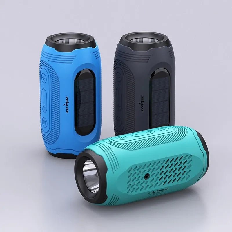 ZEALOT A4 Solar Charging Portable Outdoor IPX5 Torch Bluetooth Speaker - Green