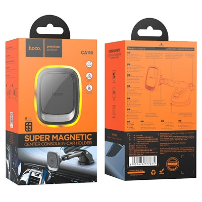 Hoco CA116 Blue Shark Center Console Magnetic Car Holder Metal Gray