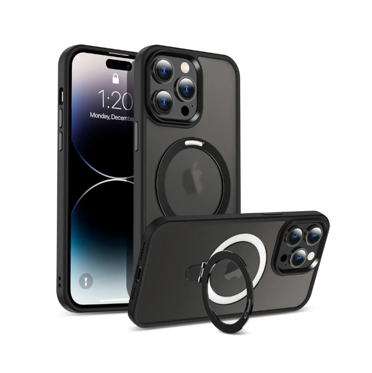 For Apple iPhone 12 / 12 Pro Udbasto Series Magsafe Ring Case Black