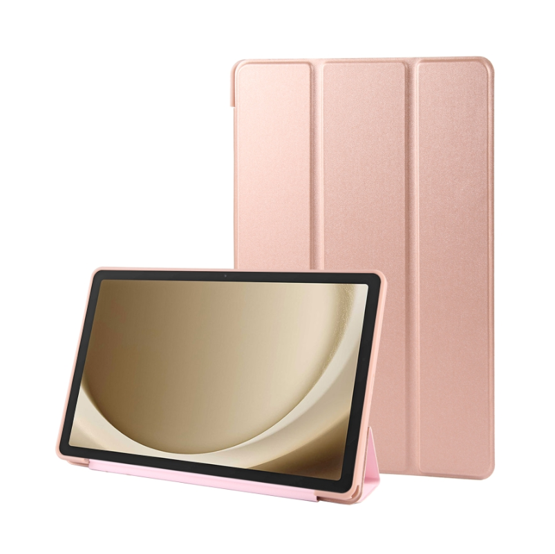 For Samsung Galaxy Tab A11 Plus Ultra Slim Tri Fold Wallet Case Rose Gold