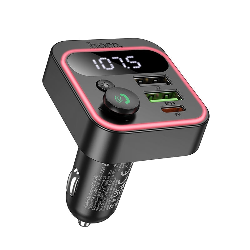 Hoco E85 Tiger PD20W+QC3.0 Car BT FM Transmitter Black