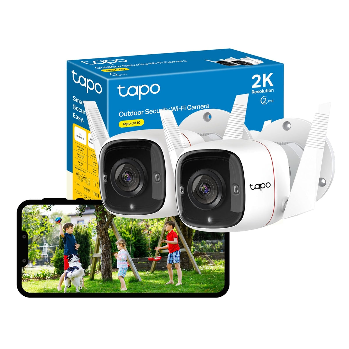TP-Link Tapo C310P2 Outdoor Security Weatherproof Wi-Fi HD Camera 2 Pack