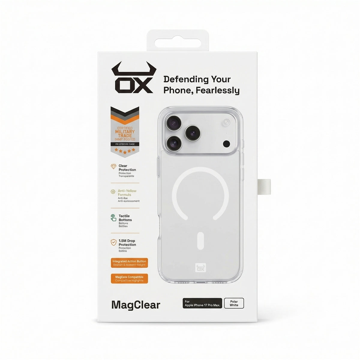 For Apple iPhone 17 Pro OX MagClear With MagSafe Case - Polar White