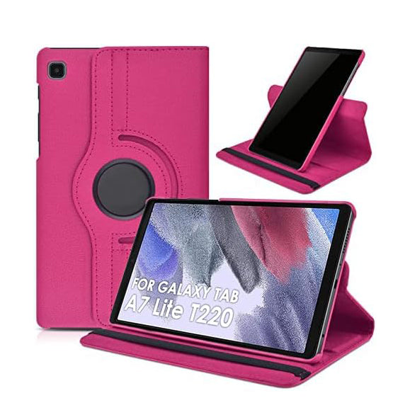 For Samsung Galaxy Tab A7 Lite Tablet Case 360° Rotating PU Leather Cover - Rose-www.firsthelptech.ie