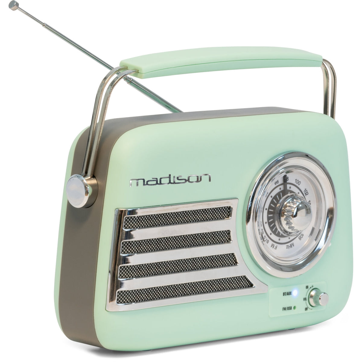 Madison FREESOUND-VR40GR-MAT 10-5608MAD Portable Bluetooth Vintage Radio 30W Cyan