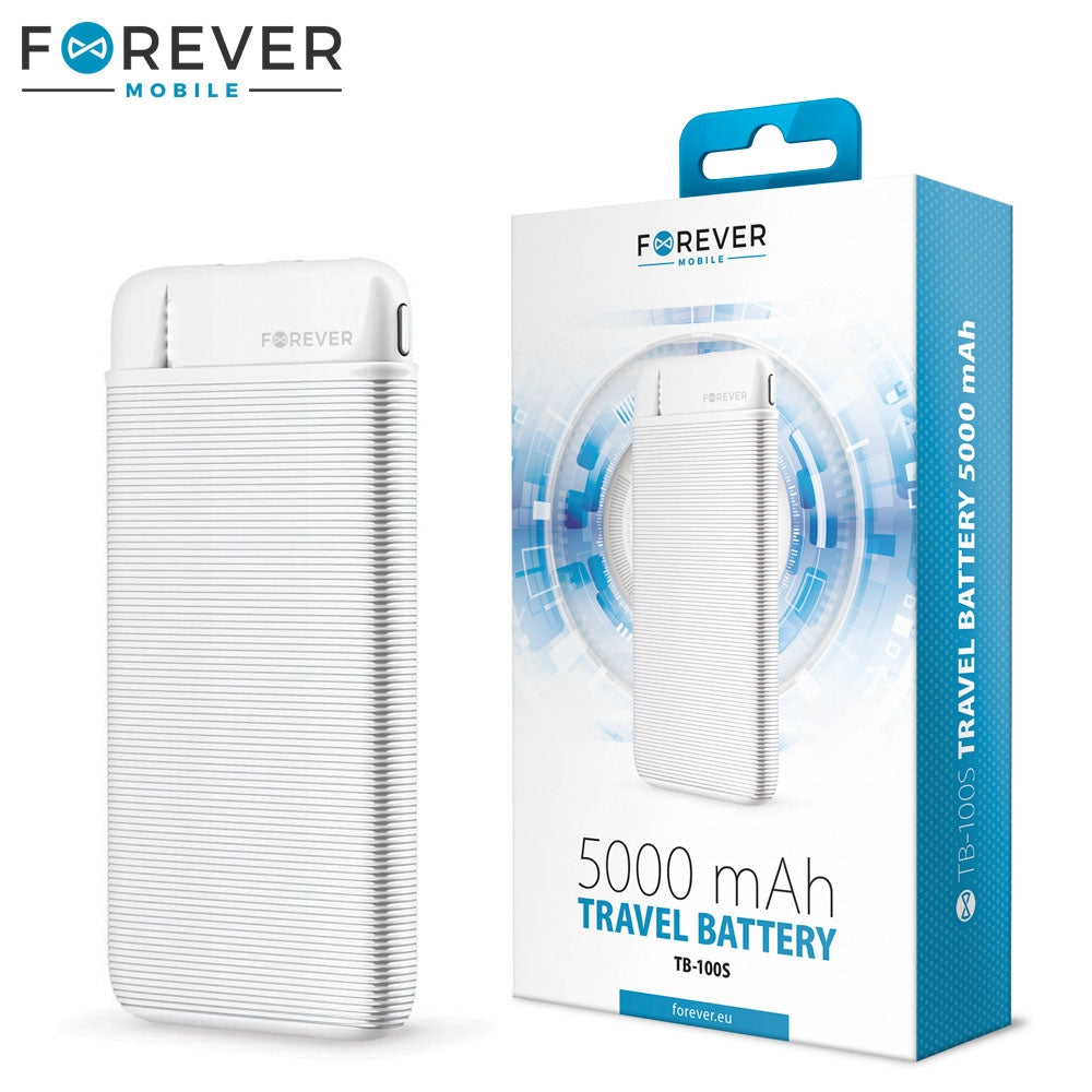Forever TB-100S Li-Poly Travel Power Bank 5000 mAh White