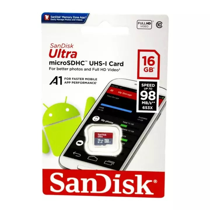 SanDisk Ultra Micro SDXC 98MB/S 16 GB-www.firsthelptech.ie