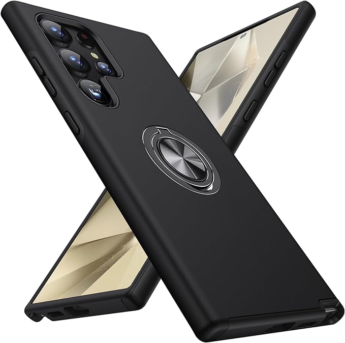 For Samsung Galaxy S24 Ultra Dual Layer Invisible Ring Case Black-www.firsthelptech.ie