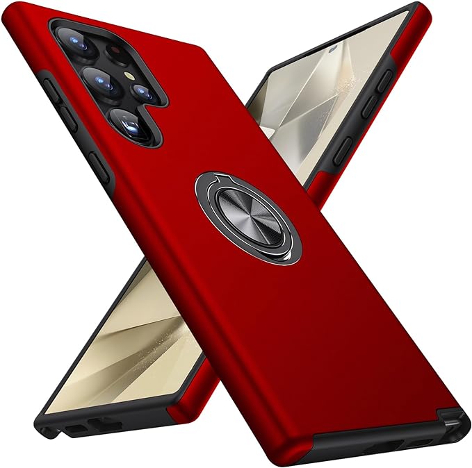 For Samsung Galaxy S24 Ultra Dual Layer Invisible Ring Case Red-www.firsthelptech.ie