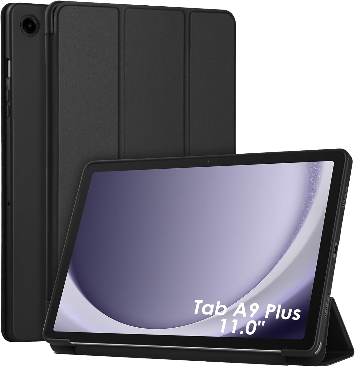 For Samsung Galaxy Tab A9 Plus SM-X210 Ultraslim Tri Fold Wallet Case Black-www.firsthelptech.ie