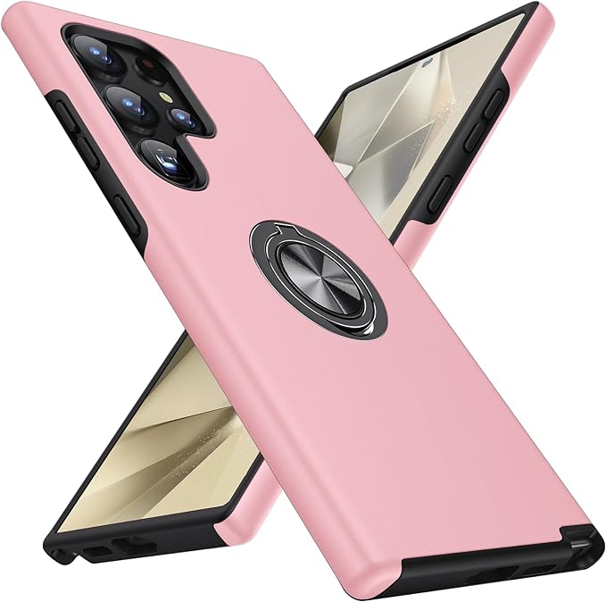 For Samsung Galaxy S24 Ultra Dual Layer Invisible Ring Case Pink-www.firsthelptech.ie
