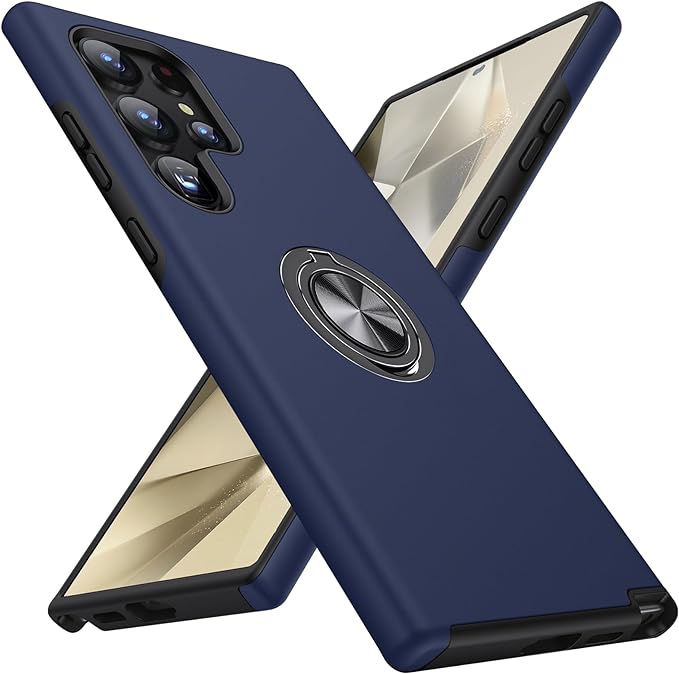 For Samsung Galaxy S24 Ultra Dual Layer Invisible Ring Case Blue-www.firsthelptech.ie