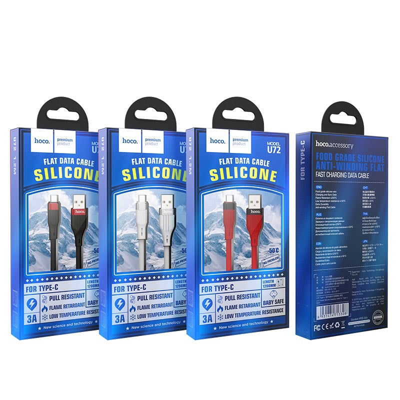 Hoco U72 Type-C Forest Silicone Charging Cable 1.2M White-www.firsthelptech.ie