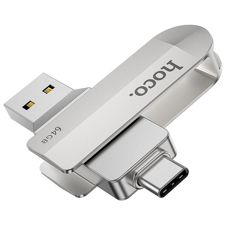 Hoco UD10 2 in 1 Type-C USB 3.0 Flash Drive 32 GB Metal Grey-www.firsthelptech.ie