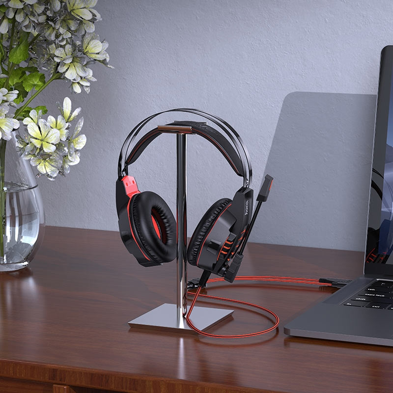 Hoco W102 Omni-Directional Microphone Gaming Headset With 3.5mm & USB Connection Red
