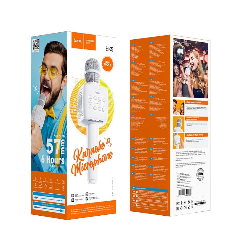 Hoco BK5 KTV Wireless BT5.0 Karaoke Microphone White
