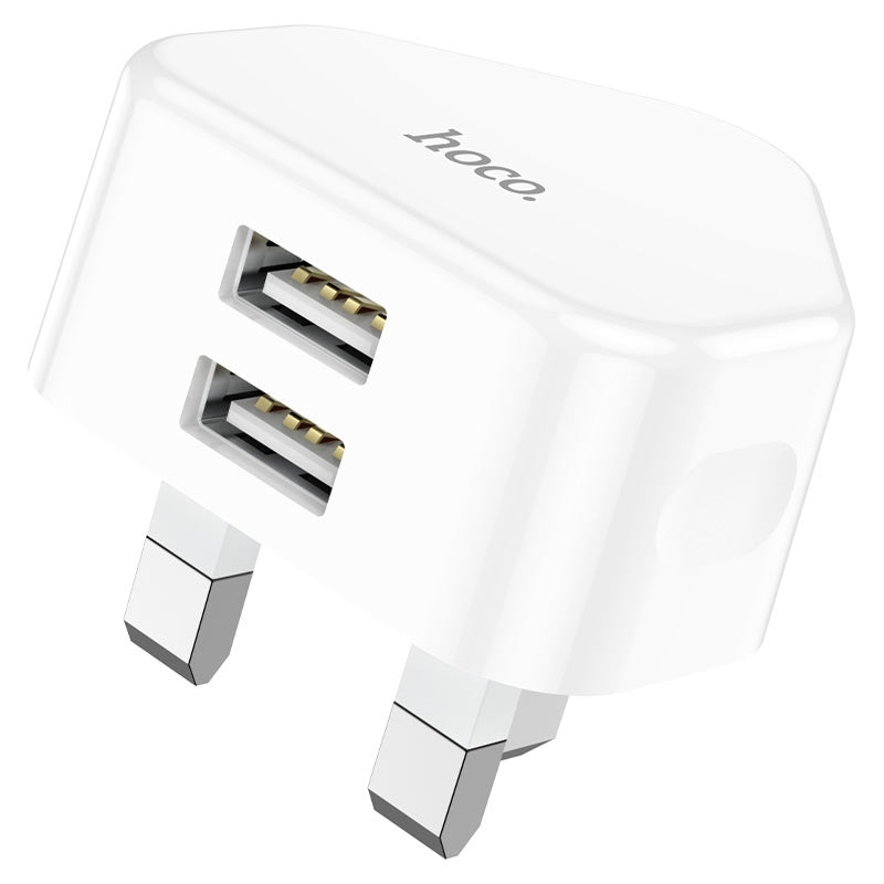 Hoco C90B Grandiose Dual Port Charger White-www.firsthelptech.ie