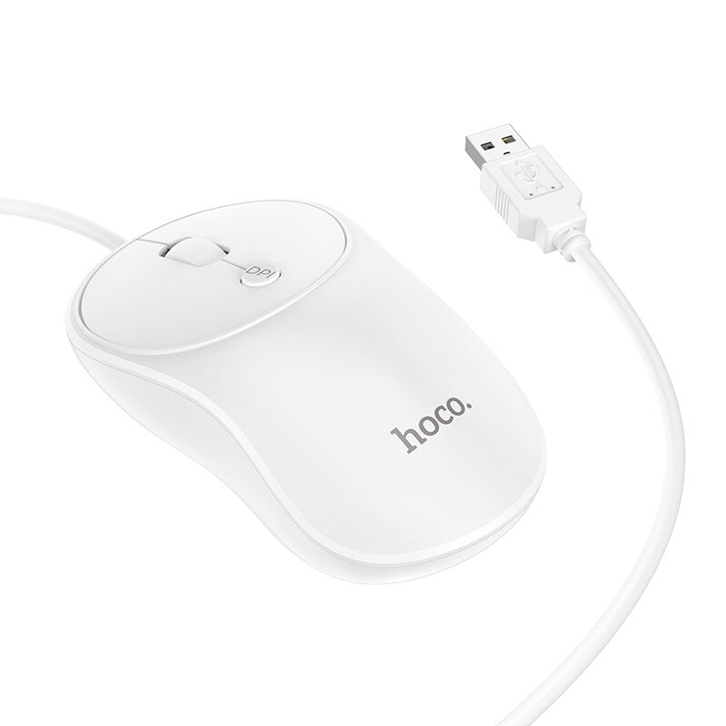 Hoco GM13 Esteem Business Wired Mouse White-www.firsthelptech.ie