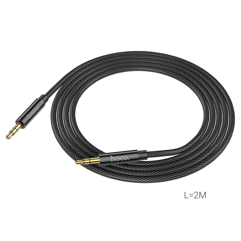 Hoco UPA19 Nylon Braid AUX Audio Cable 1M Black-www.firsthelptech.ie
