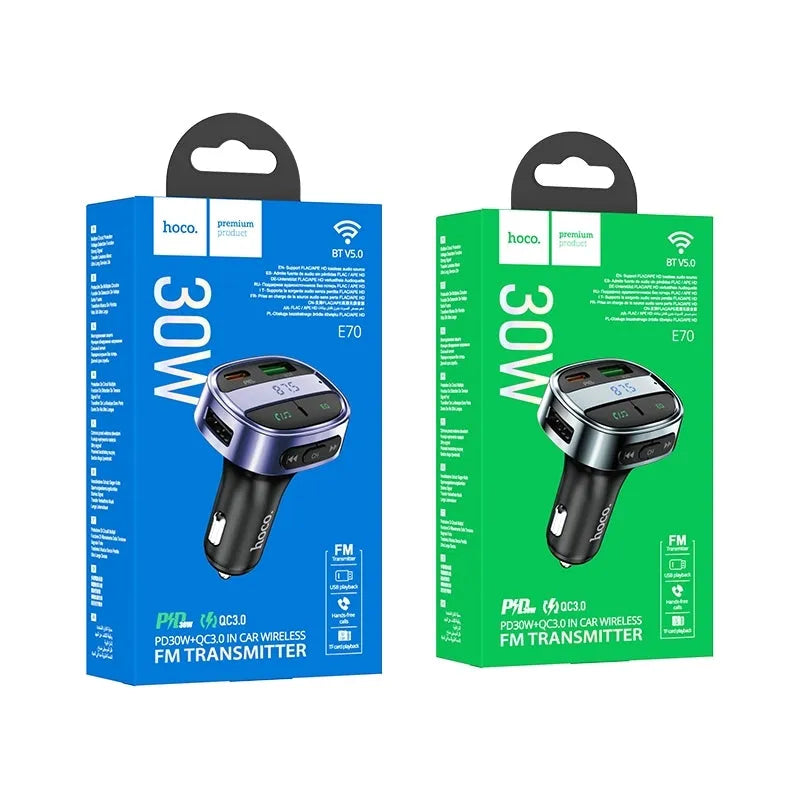 Hoco E70 PD30W + QC 3.0 3 Out-Put Wireless FM Transmitter Magic Night