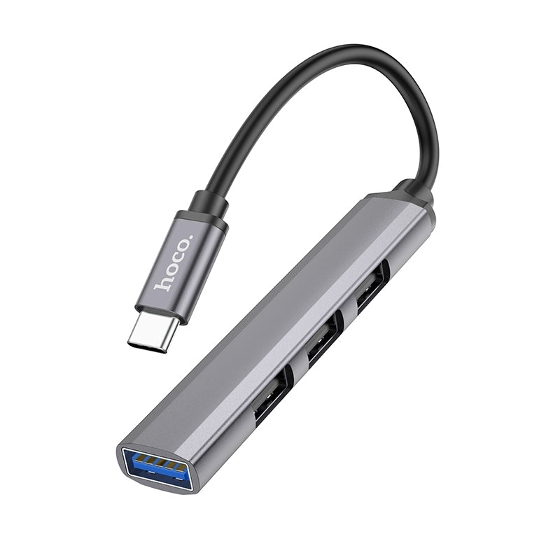 Hoco HB26 Aluminum Alloy 4 in 1 Type-C to USB3.0+ USB2.0*3 Adaptor Tarnish-www.firsthelptech.ie