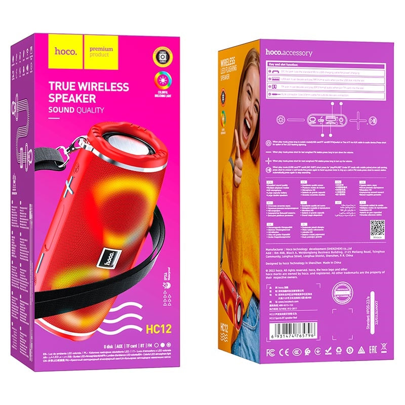 Hoco HC12 Heavy Bass Portable Drum Bluetooth Speaker Red-www.firsthelptech.ie