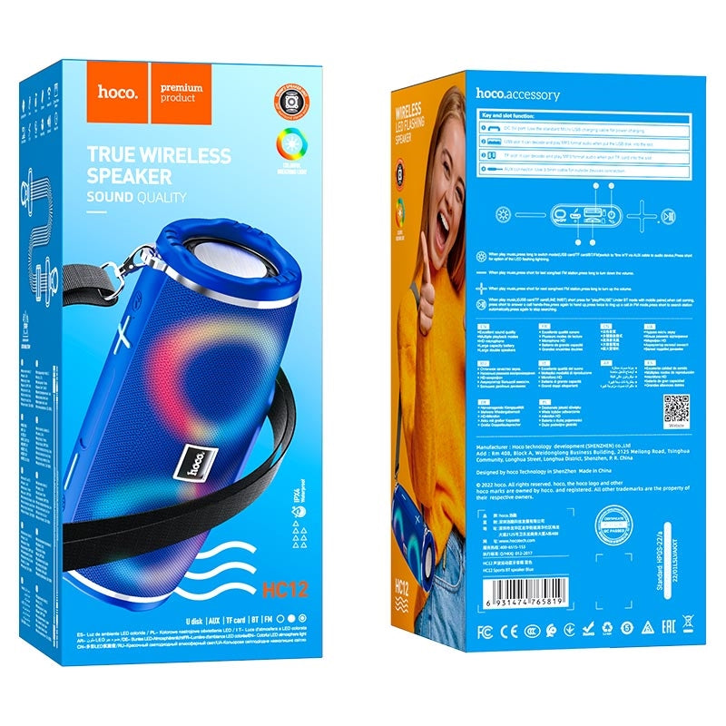 Hoco HC12 Heavy Bass Protable Drum Bluetooth Speaker Blue-www.firsthelptech.ie
