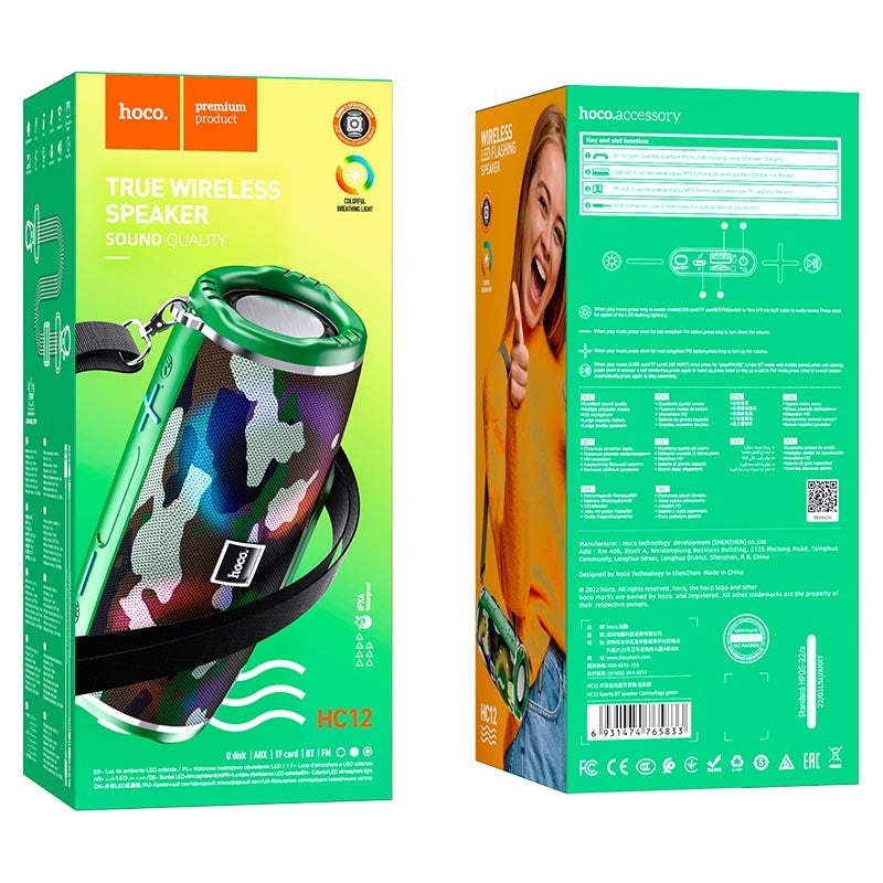 Hoco HC12 Heavy Bass Portable Drum Bluetooth Speaker Camouflage Green-www.firsthelptech.ie