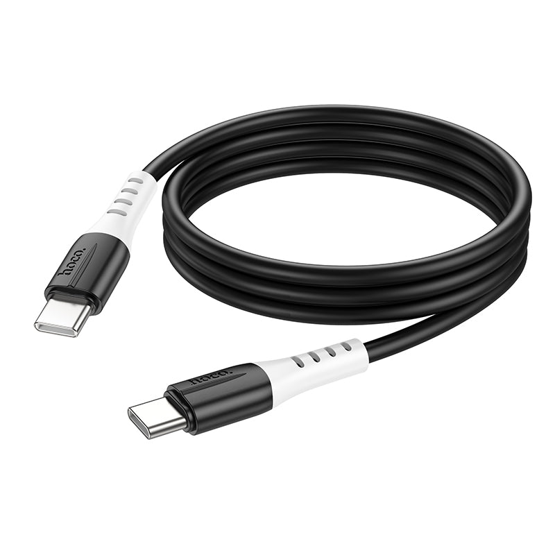 Hoco X82 Type-C to Type-C Silky Anti-Winding Silicon 60W Fast Charging Cable 1M Black-www.firsthelptech.ie