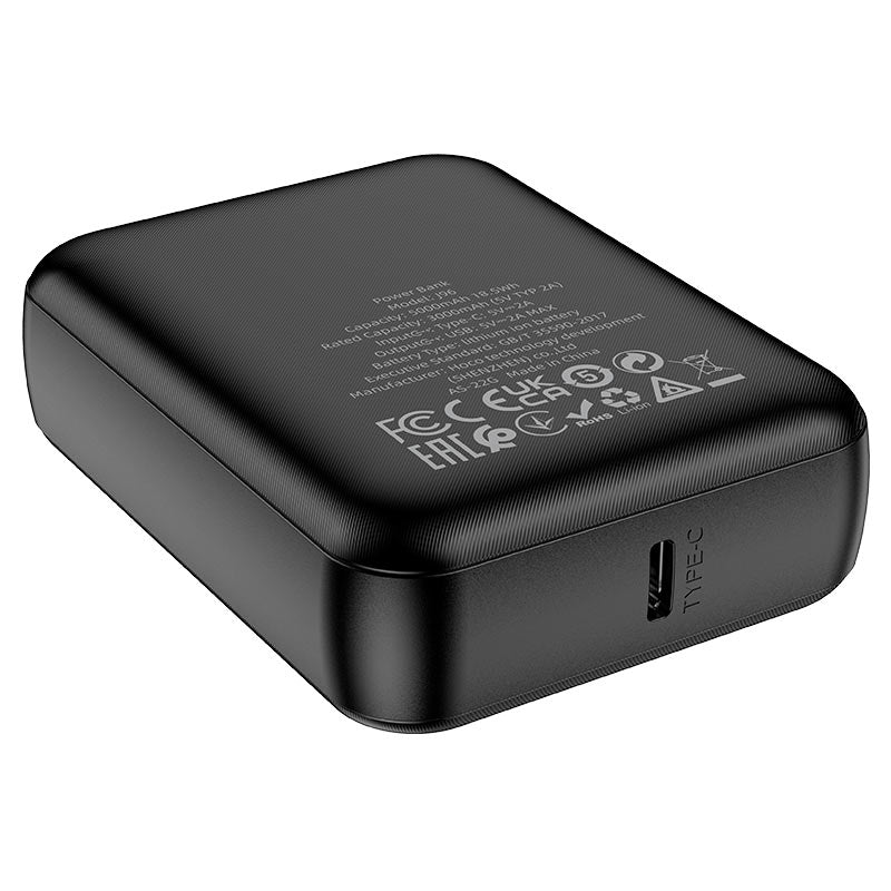 Hoco J96 Strider LED Indicator Mini Power Bank 5000 mAh Black-www.firsthelptech.ie