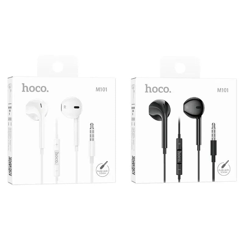 Hoco M101 Crystal Joy 3.5mm Wired Earphone With Mic White