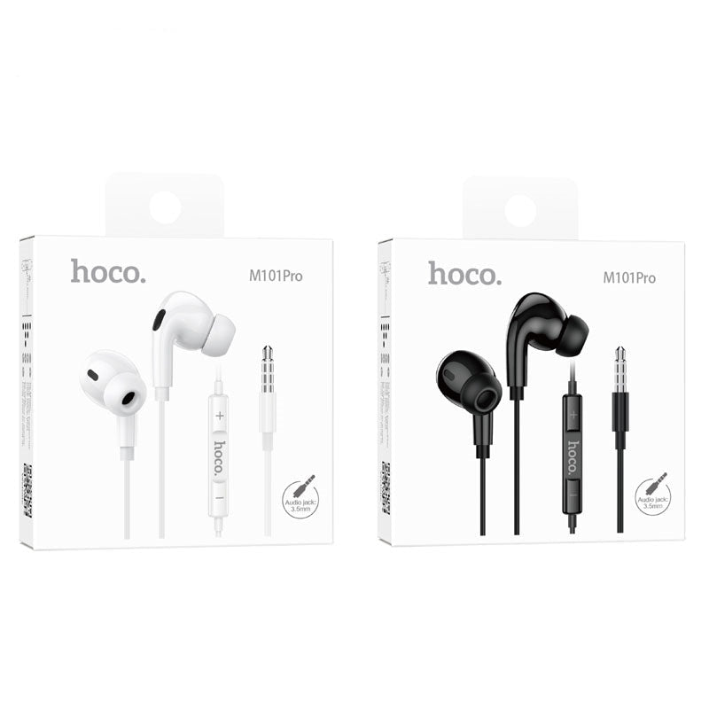 Hoco M101 Pro Crystal Sound 3.5mm Wired Earphone With Mic White