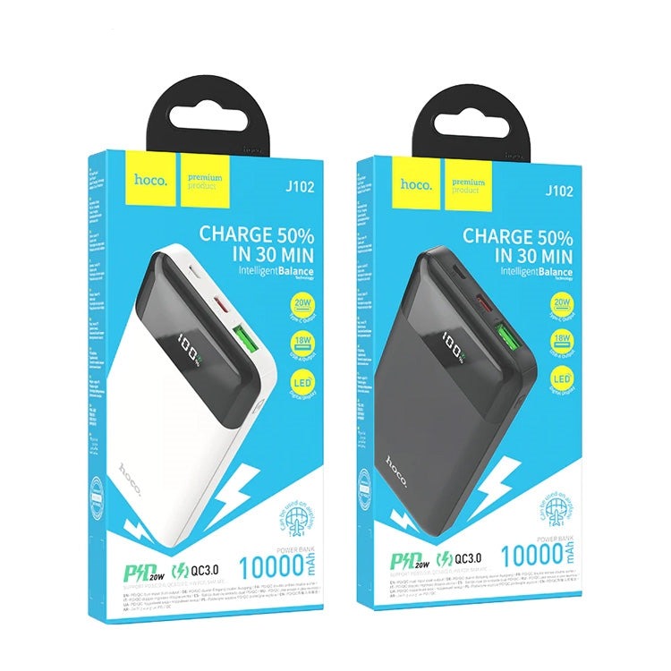 Hoco J102 Smart Slim PD20W+ QC3.0 PowerBank 10000mAh Black