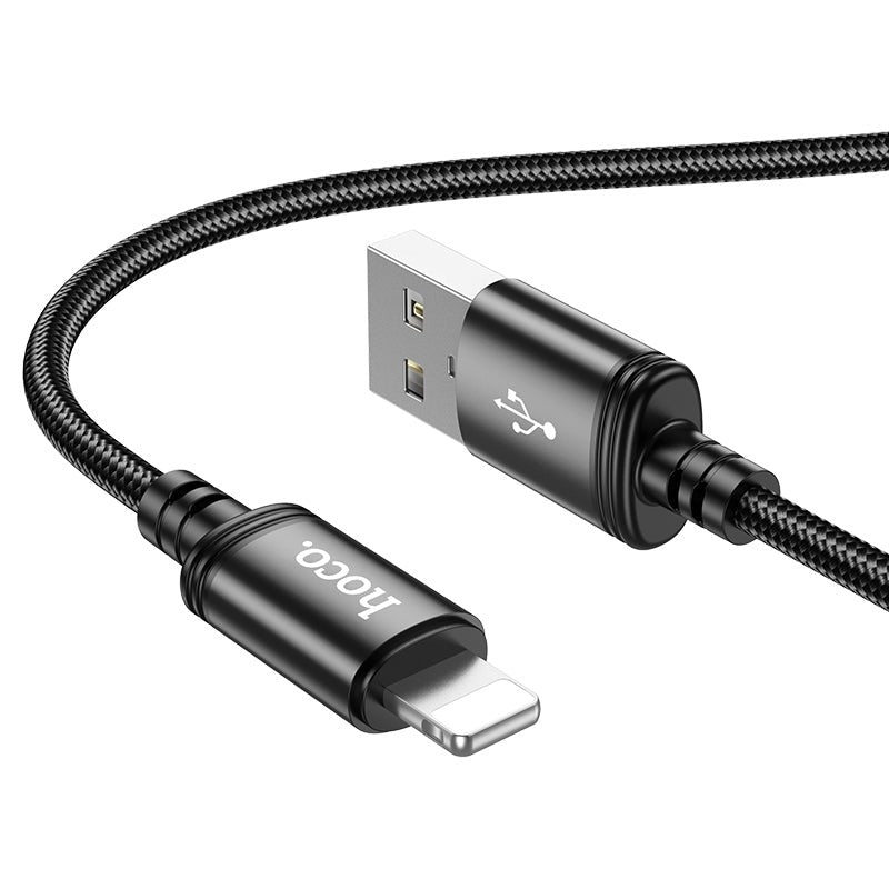 Hoco X89 Lightning 3.0A Braided Charging Cable 1M Black-www.firsthelptech.ie