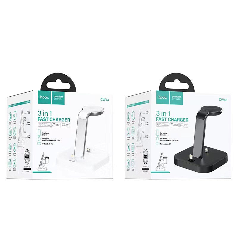 Hoco CW43 Graceful 3-In-1 Charging Dock Stand White-www.firsthelptech.ie