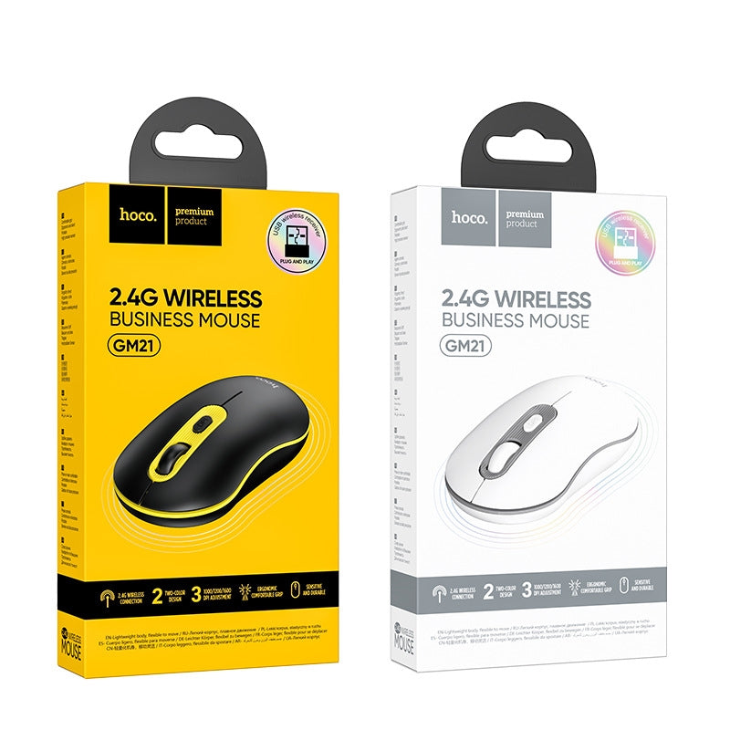 Hoco GM21 Platinum 1600 DPI 4D Button Business 2.4G Wireless Mouse White-www.firsthelptech.ie