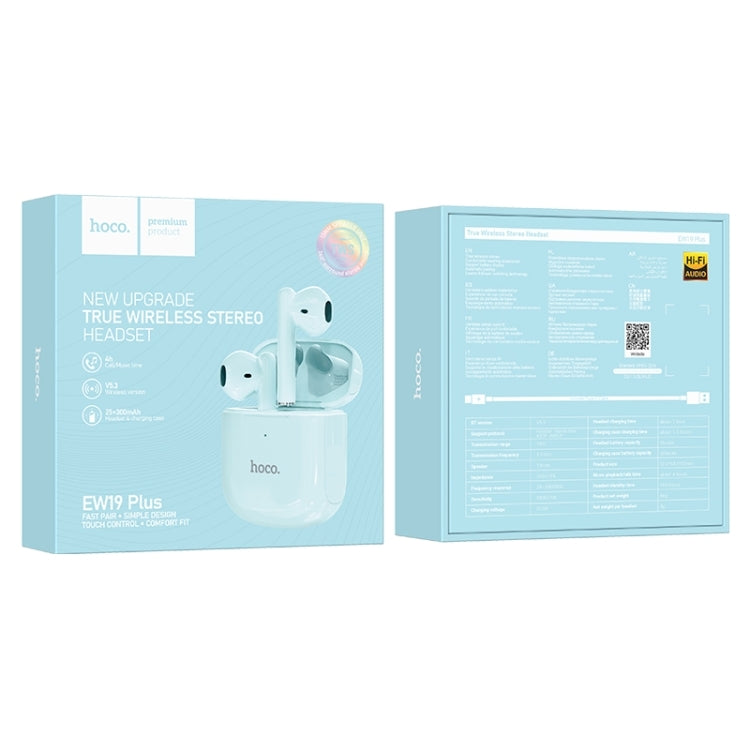 Hoco EW19 Plus Delighted True Wireless Bluetooth Headset Blue-www.firsthelptech.ie