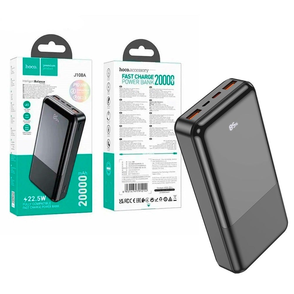 Hoco J108A Universe 22.5W fully Compatible PowerBank 20000mAh Black