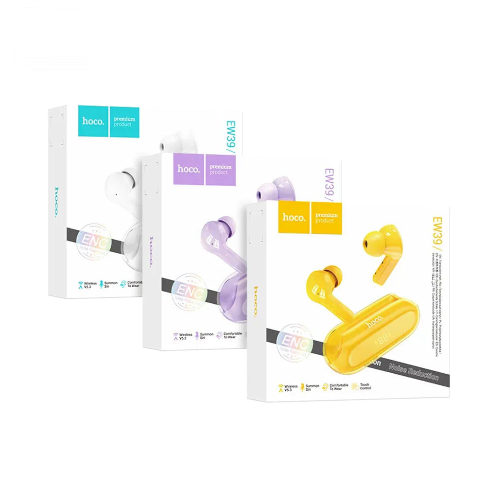 Hoco EW39 Bright TWS Noise Reduction BT Headset White-www.firsthelptech.ie