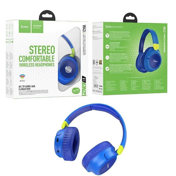 Hoco W43 Stereo 25h Wireless BT Built-In MP3 Headphone Blue