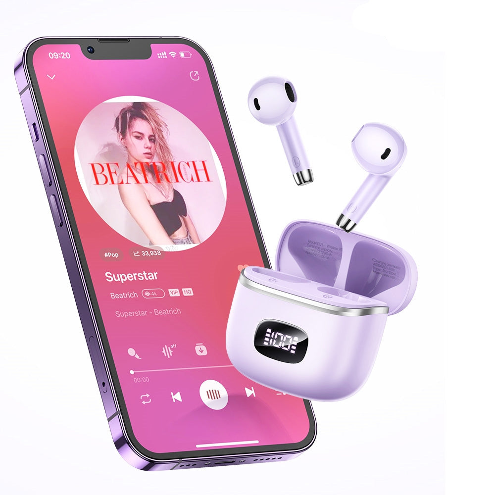 Hoco EQ1 TWS BT 5.3 LED Display 35 Hour Music Earphone Purple