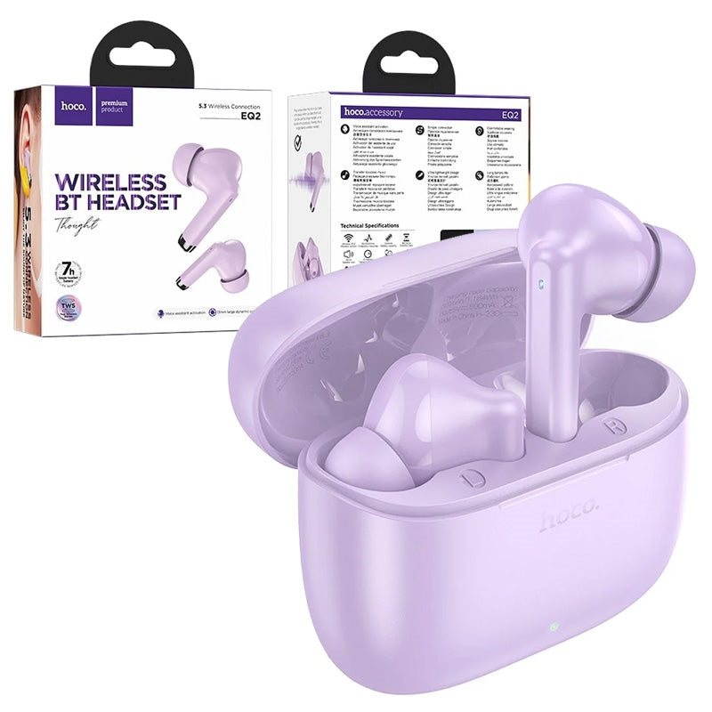 Hoco EQ2 TWS BT 5.3 Voice Assist Earphone Purple