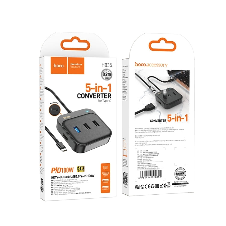 Hoco HB36 5-in-1 Multiport Adapter HDTV+USB3.0+USB2.0*2+PD100W-www.firsthelptech.ie