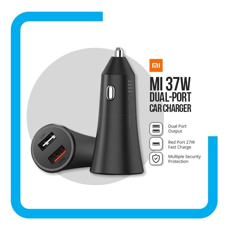 Xiaomi Mi 37W Dual-Port Car Charger 5V/3A Black-www.firsthelptech.ie