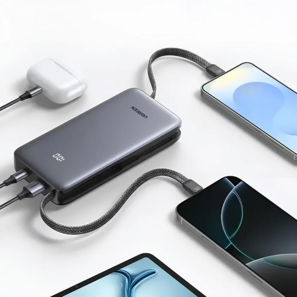 UGREEN 55985B 20000mAh 30W Power Bank With Built-In USB-C Cable