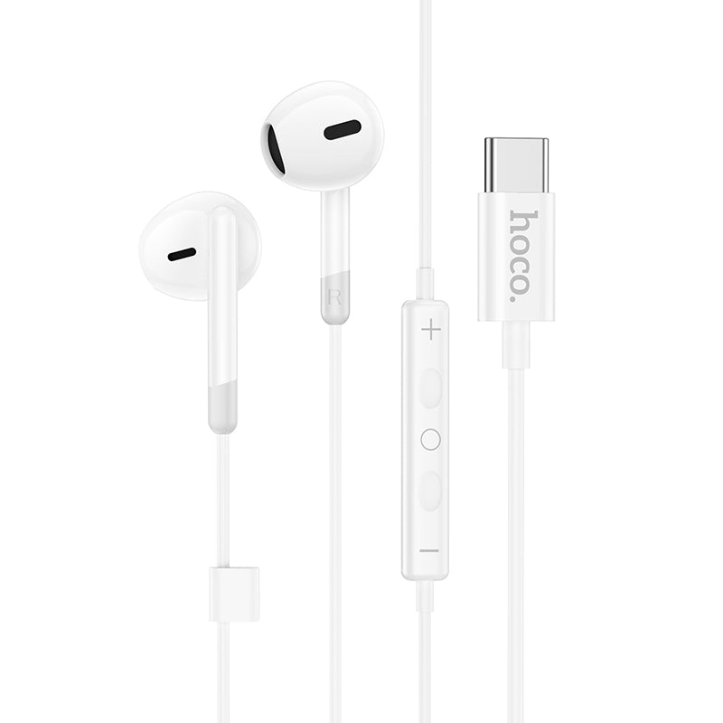 Hoco M109 Wired Type-C Earphone White-www.firsthelptech.ie