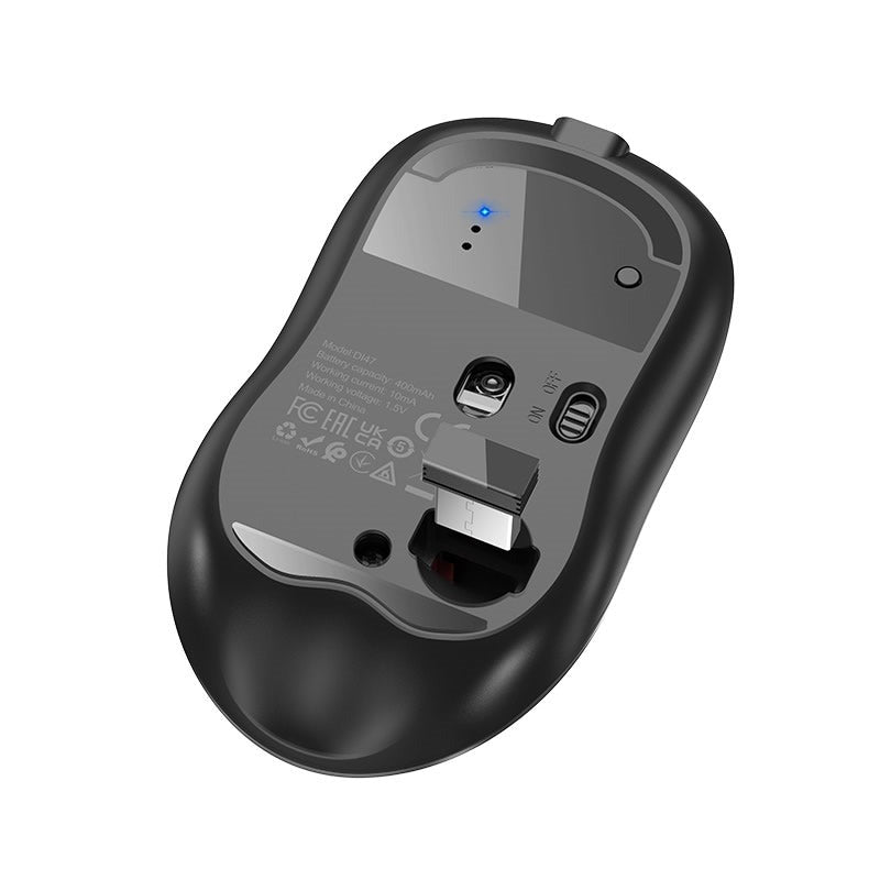 Hoco DI47 Cool Light Fluorescent Rechargeable Wireless Mouse Black-www.firsthelptech.ie